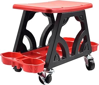 MOMOBC Taburete rodante para Taller, para mecánicos, para detallado de automóviles, con Ruedas, para Taller (Amarillo)