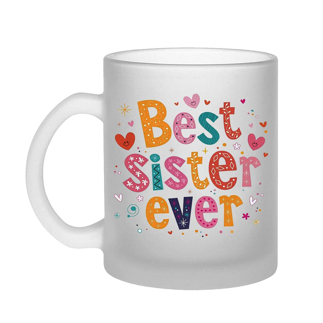 SCPmarts Create Your Desire Frosted Glass Coffee Mug Best Sister Ever Coffee Mug 11oz