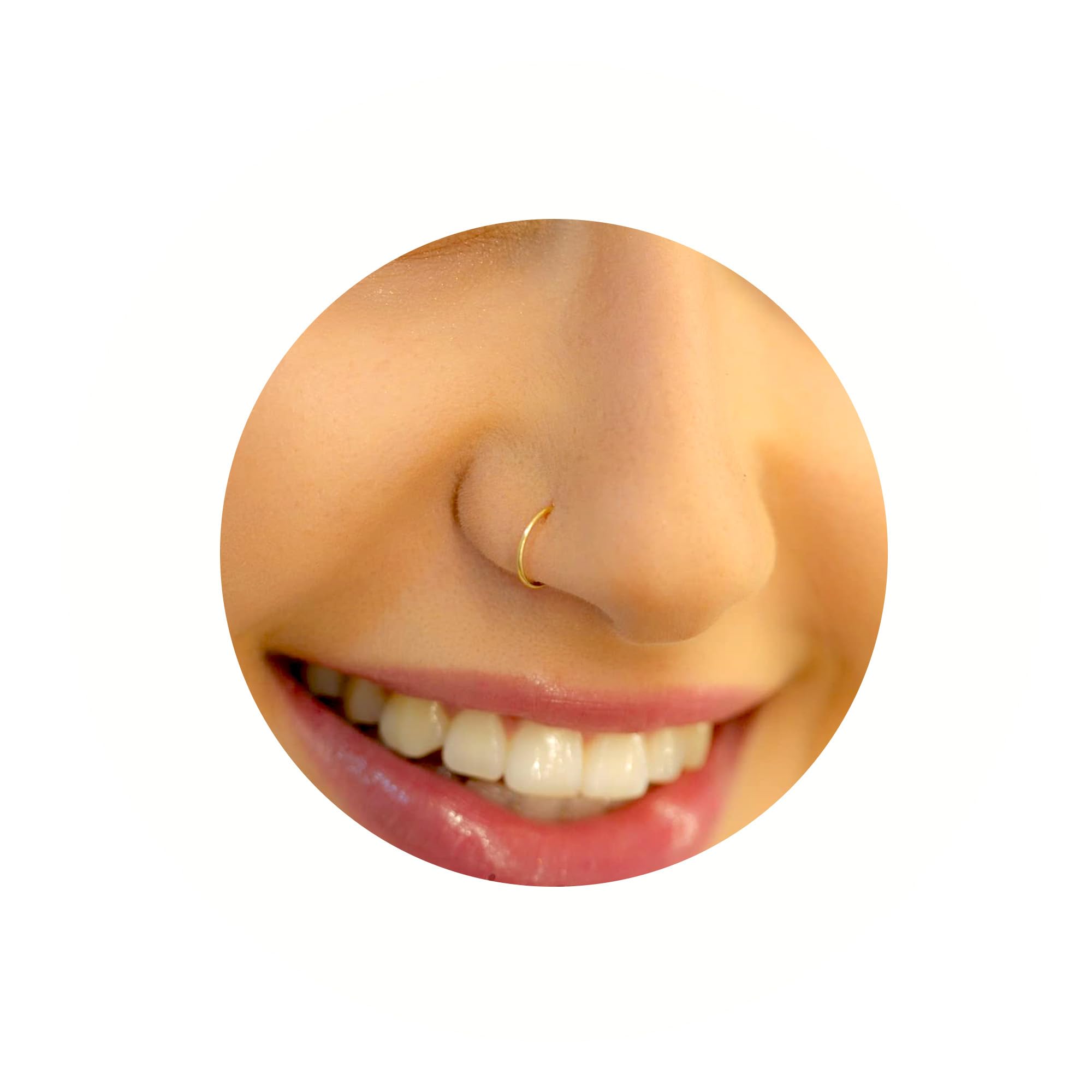 ALOME PIERCINGSGold Nose Ring - Tiny Thin 24 Gauge 7mm Gold Nose Hoop Piercing - 14k Gold Filled Dainty Nose Rings For Women - Handmade Gold Nose Jewelry - Gift Ready