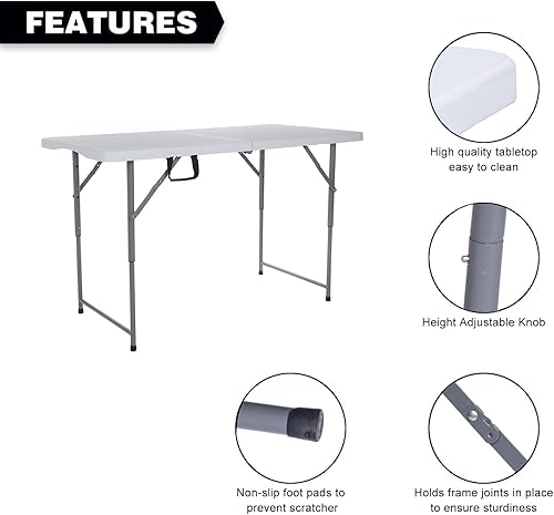Miniatura 4 de Mesa plegable de 4 pies, mesa de picnic al aire libre, barbacoa, mesas de camping, patio, ocio, mesas portátiles, mesa de balcón