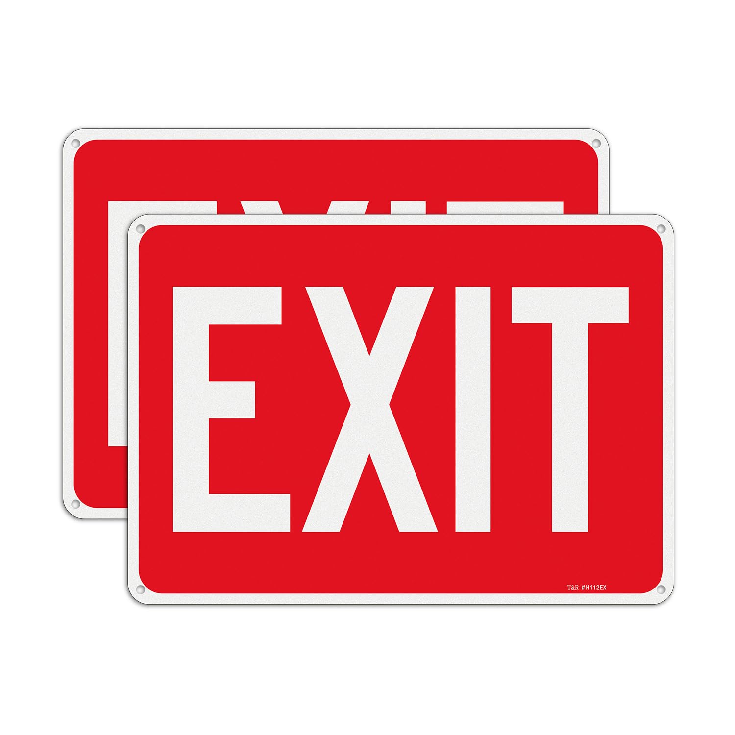 T&amp;R Large Exit Sign - 2 Pack - 14 x 10 Inches Rust Free .040 Aluminum Reflective - UV Protected, Waterproof and Fade Resistant - 4 Pre-drilled Holes
