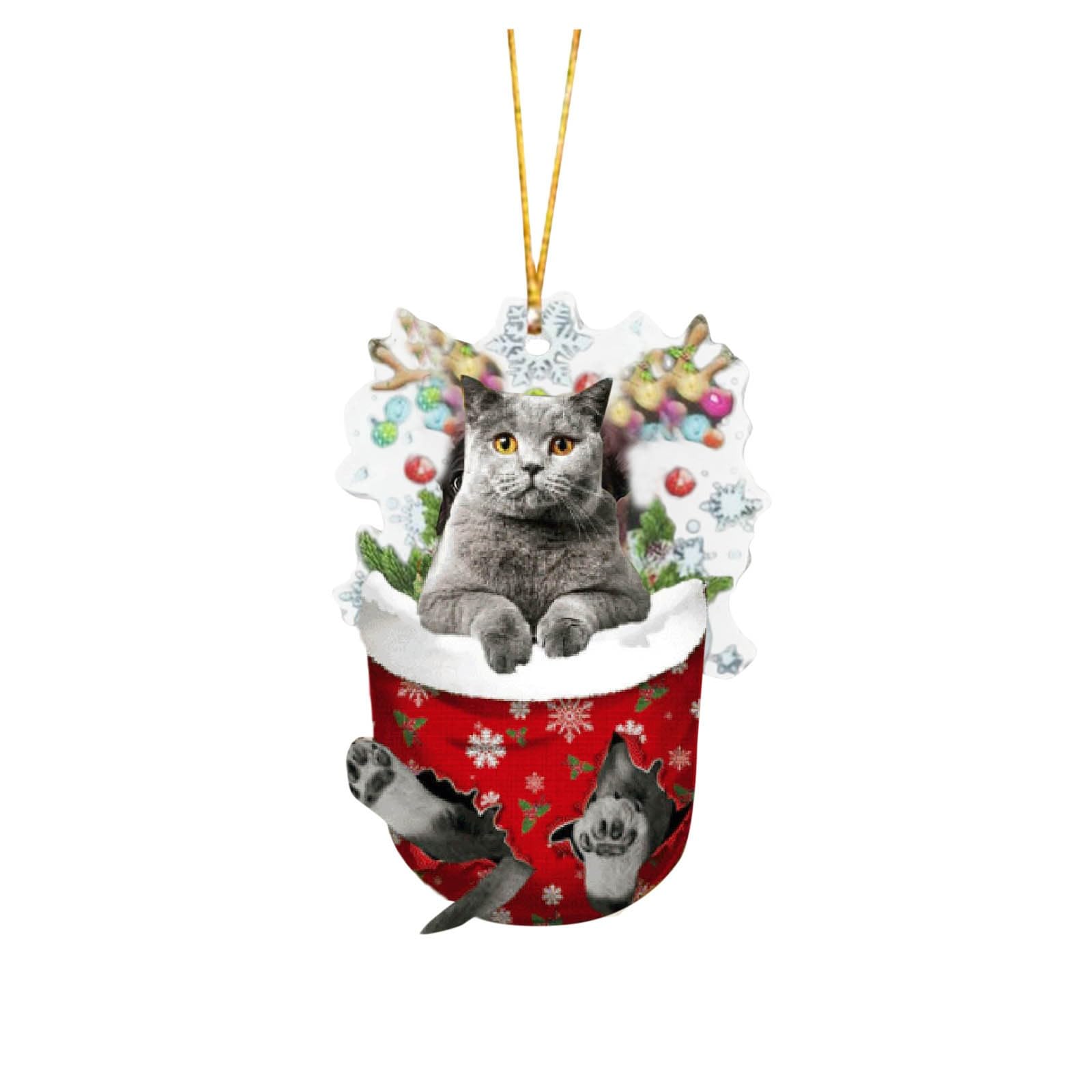 Adornos de Navidad acrílicos vintage 2024, 1 unidad, árbol de Navidad, césped, decoración de Navidad, gato, familia, divertidos adornos de Navidad personalizados, calcetines de Navidad para mascotas,