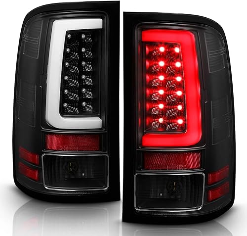 ACANII - Para 2007-2013 GMC Sierra 1500 2500HD 3500HD carcasa negra LED tubo de luz trasera luces traseras juego de lámparas de freno izquierda y