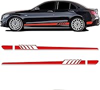 Vista 1 de 2 calcomanías de rayas laterales de carreras, 4.52 x 88.58 pulgadas, calcomanías de rayas para falda lateral de automóvil, calcomanías