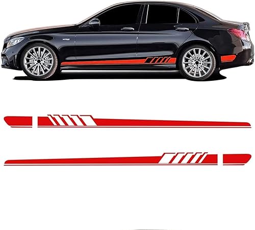 2 calcomanías de rayas laterales de carreras, 4.52 x 88.58 pulgadas, calcomanías de rayas para falda lateral de automóvil, calcomanías