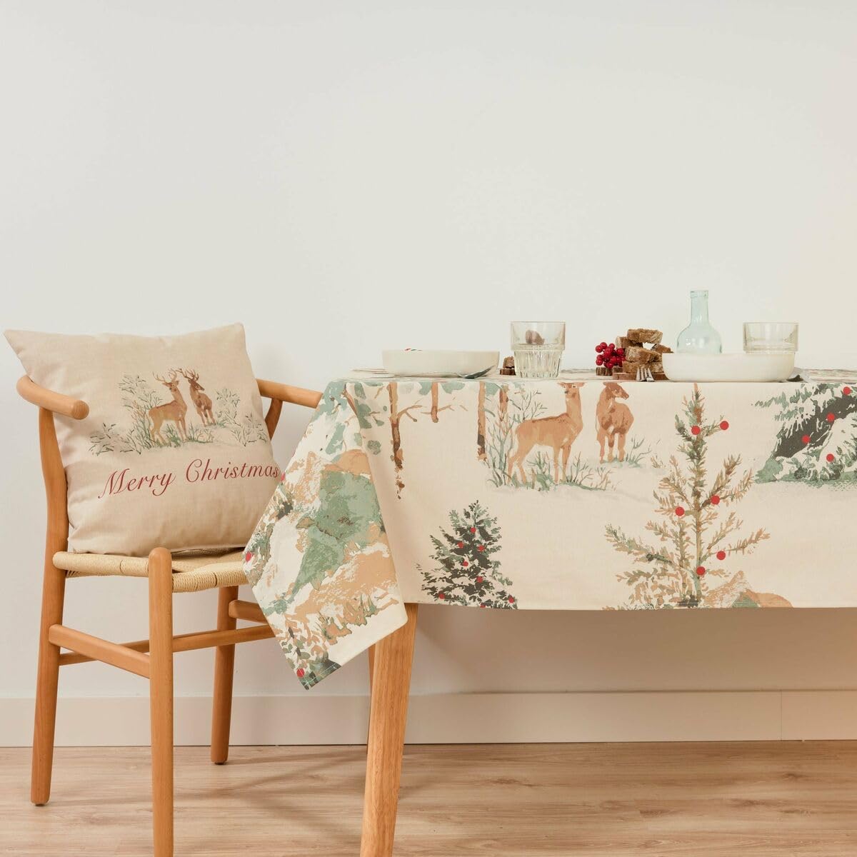 Muaré Stain-Resistant Resin Tablecloth Christmas Deer 100 x 140 cm