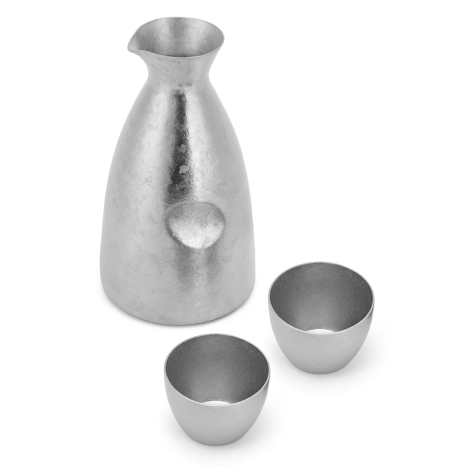 Generic Juego de Sake Japonés Portátil, Elegante Material Ti, Vertido Suave, Actividades Al Aire, Olla de 390ML + 2 Tazas de 40ML (Olla de sake cóncava + 2 tazas [Estilo flor de)