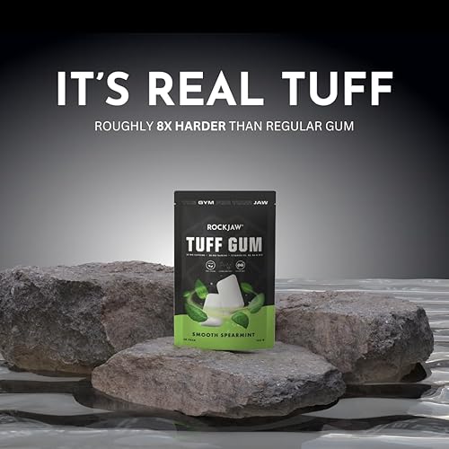Miniatura 2 de ROCKJAW Jawline Gum - Goma de mascar con cafeína + vitaminas, suministro para 3 meses (menta verde suave)