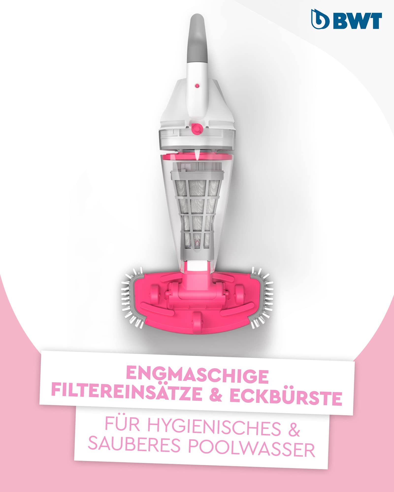 BWT Poolsauger Akku BC50, kabelloser Pool Bodensauger | Kabellos, 40min Laufzeit, 2000 mAh, für Pools bis 25000l, USB-Ladung