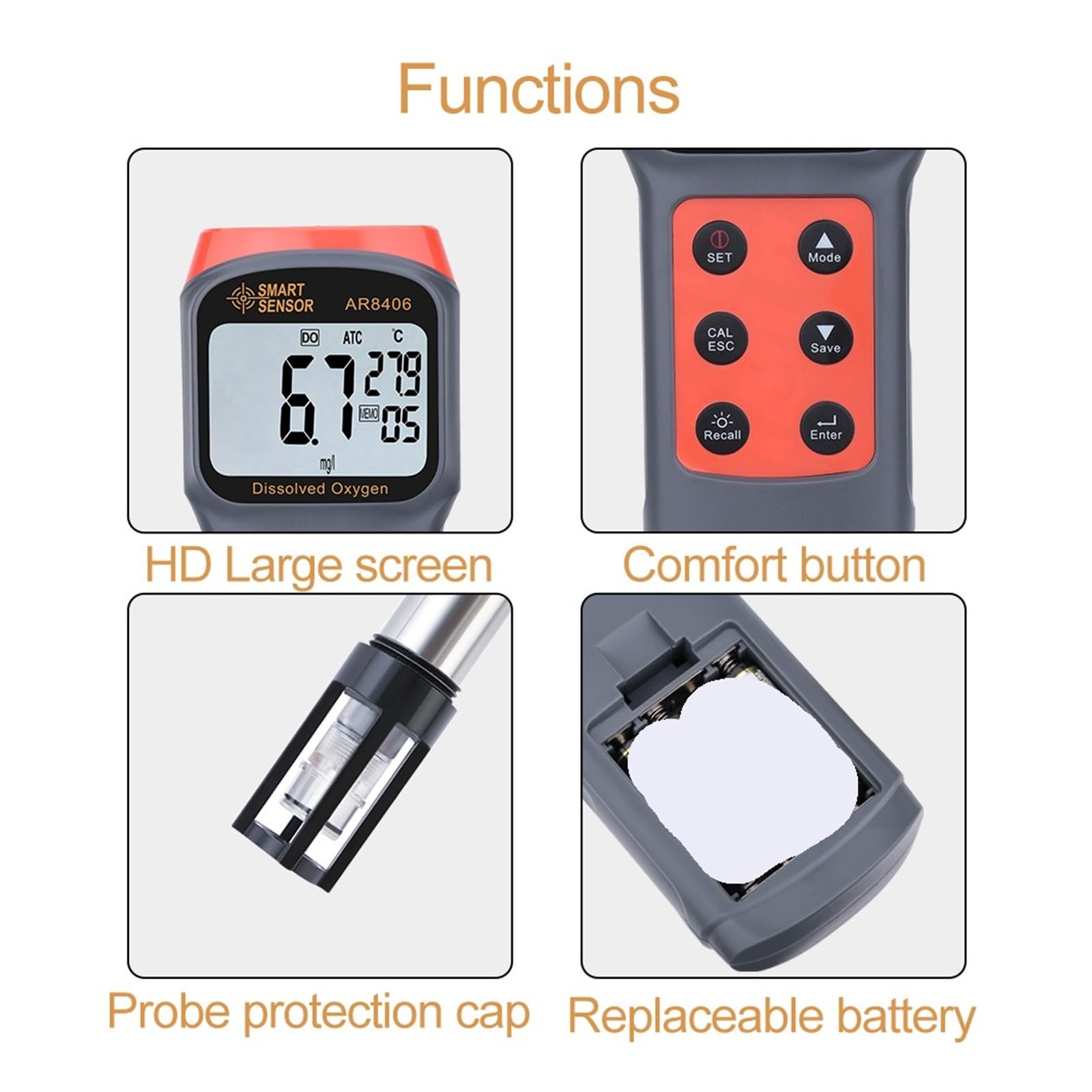Medidor Digital Profesional de Calidad del Agua, comprobador de oxígeno disuelto (OD), Detector de Contenido de 0-30 MG/L.
