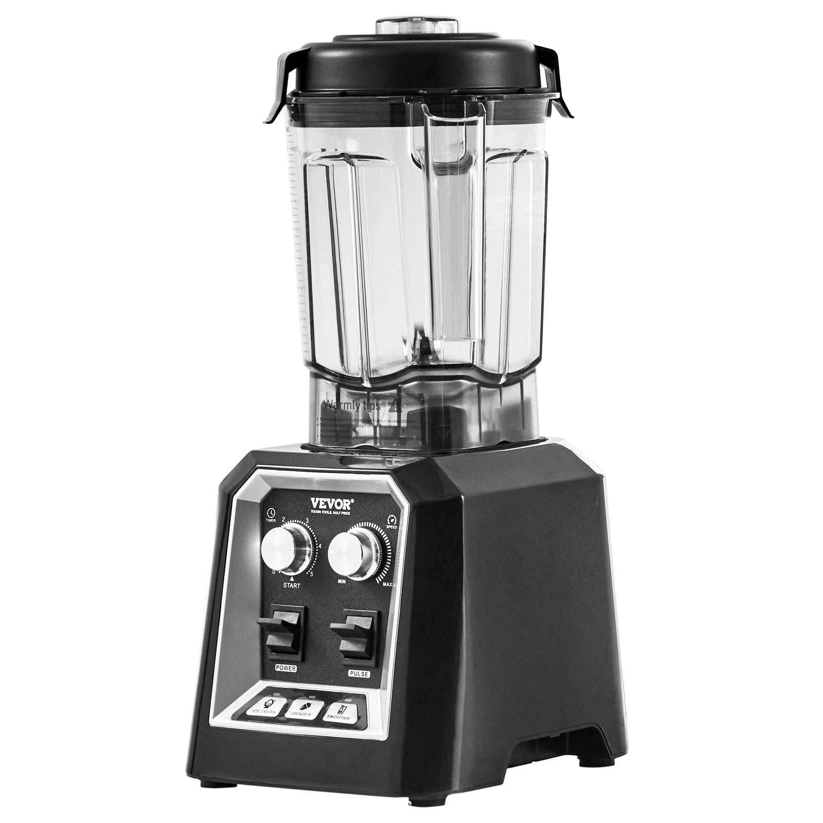 VEVOR Licuadora Profesional de Mostrador, Licuadora Combinada con Jarra 68 oz, 3 Funciones, Acero Inoxidable, para Bebidas Congeladas, Batidos, Licuados, Negro, 240 x 198 x 440 mm, 2 L