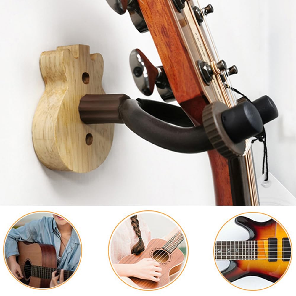 feelP0P0 Violin Guitar Wall Mount Solid Wood Base,Non-Slip,Rotating Hook,Easy to Install Suitable for Guitar,Bass,Ukulele,and More Save Space in Studio,Bedroom,Office (1 Pack)