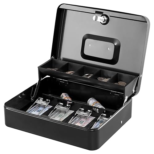 KYODOLED Locking Cash Box with Top Lock,Money Box with Cash