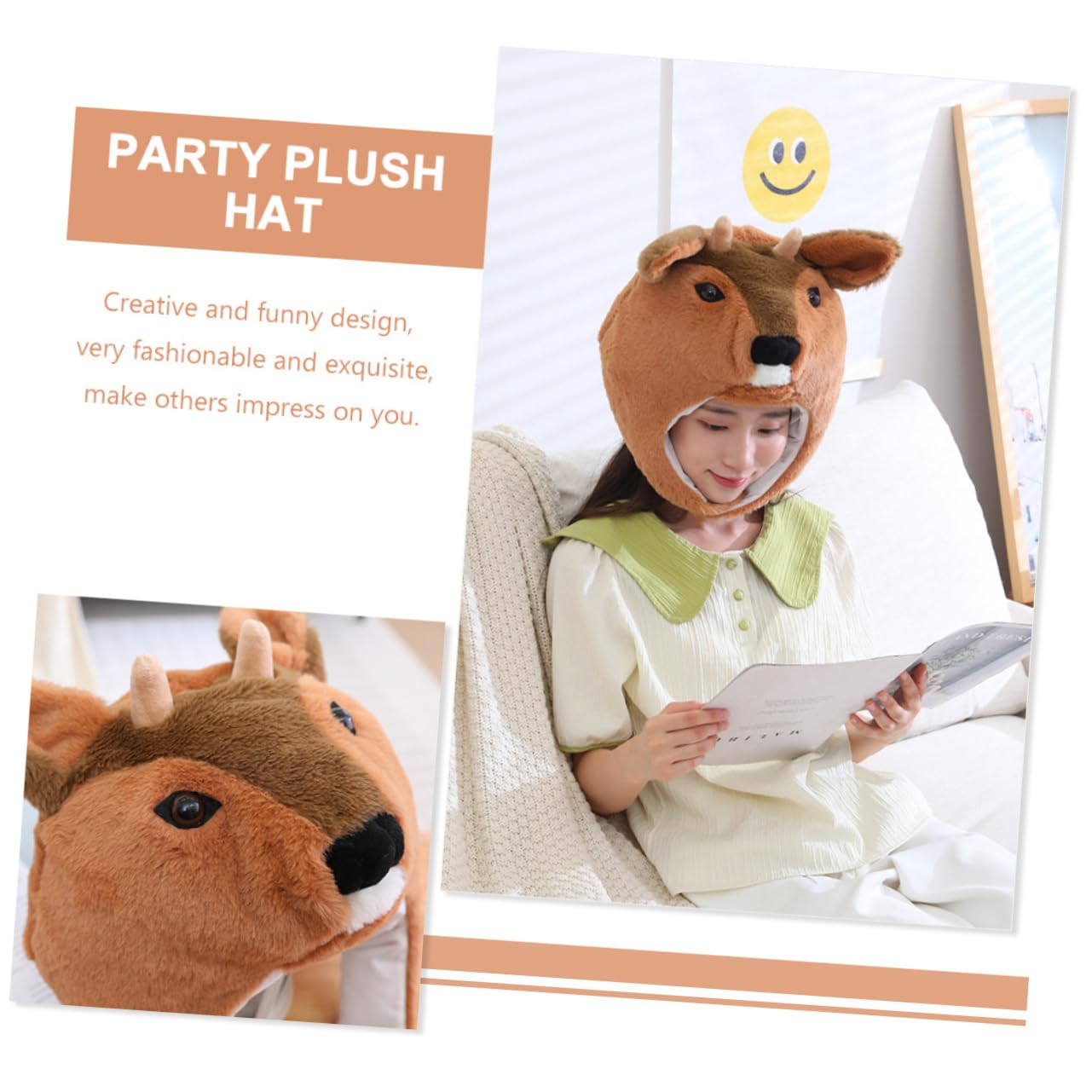 Toyvian 2pezzi Cappello Plush Forma Di Cervo Roe Per Adulti Accessorio Divertente Per Costumi e Feste Per Foto e Celebrazioni Con Amici e Famiglia