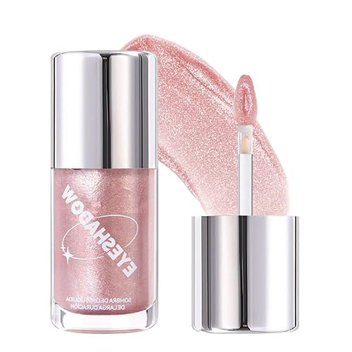 SUAKE Sombra de ojos líquida con purpurina  Sombra de ojos de cereza dorada rosa, delineador, maquillaje de reflejos de párpados, sombra de ojos