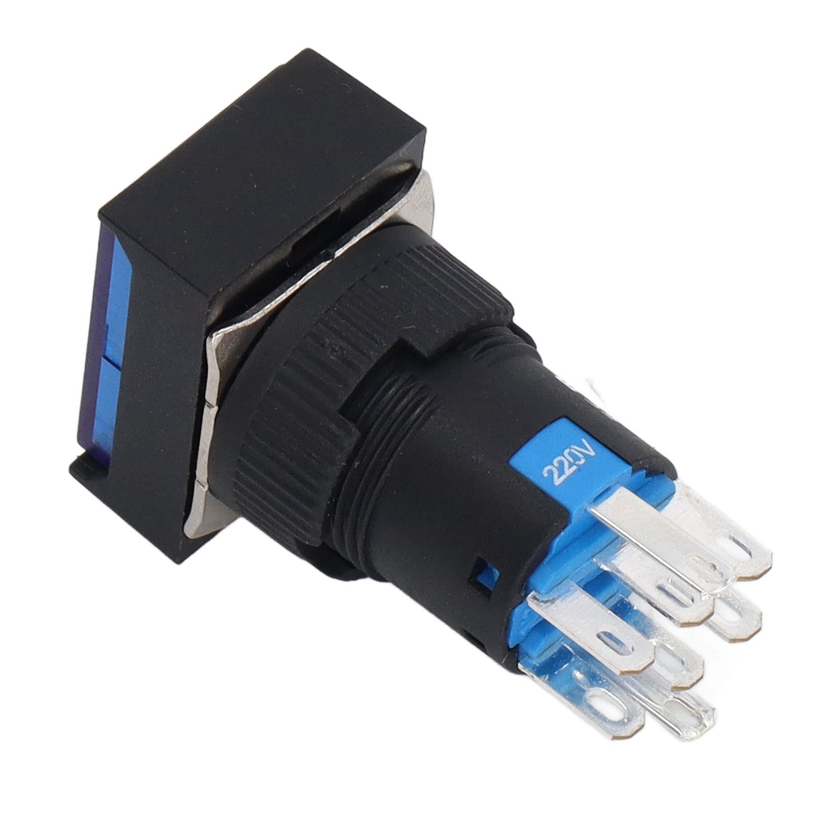 Ausla Interruptor de Botón, Interruptor de Botón Pequeño ABS 220 V 5 A con Luz Indicadora Diseño de Bloqueo Automático 25 Piezas para Control Industrial Uso de relé de Motor de Electrodomésticos