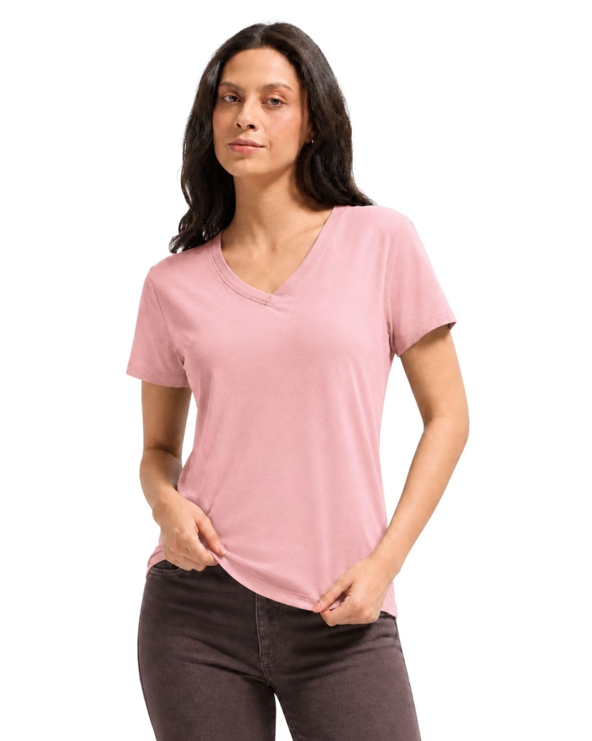 Wellbi Women’s Bamboo V-Neck T-Shirt | Ultra Soft, Breathable, Cooling, Stretch Tee for Workout, Yoga, Gym & Everyday Wear | Eco-Friendly Top for Girls, Lightweight & Comfortable Top-image-14