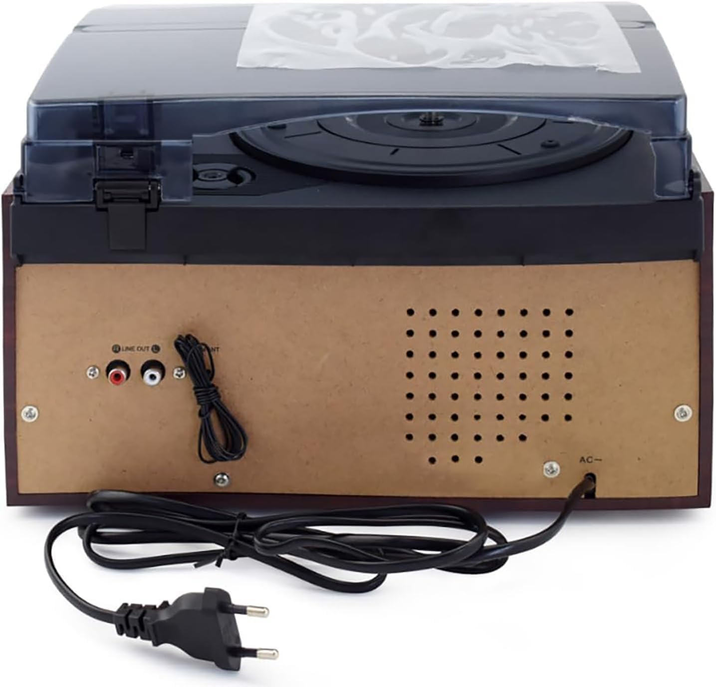 Vintage odtwarzacz płyt winylowych z magnetofonem kasetowym, 3-biegowy gramofon Bluetooth, wbudowane głośniki, radio FM, USB i CD Boombox, centrum muzyczne, matowa osłona przeciwpyłowa o niskim