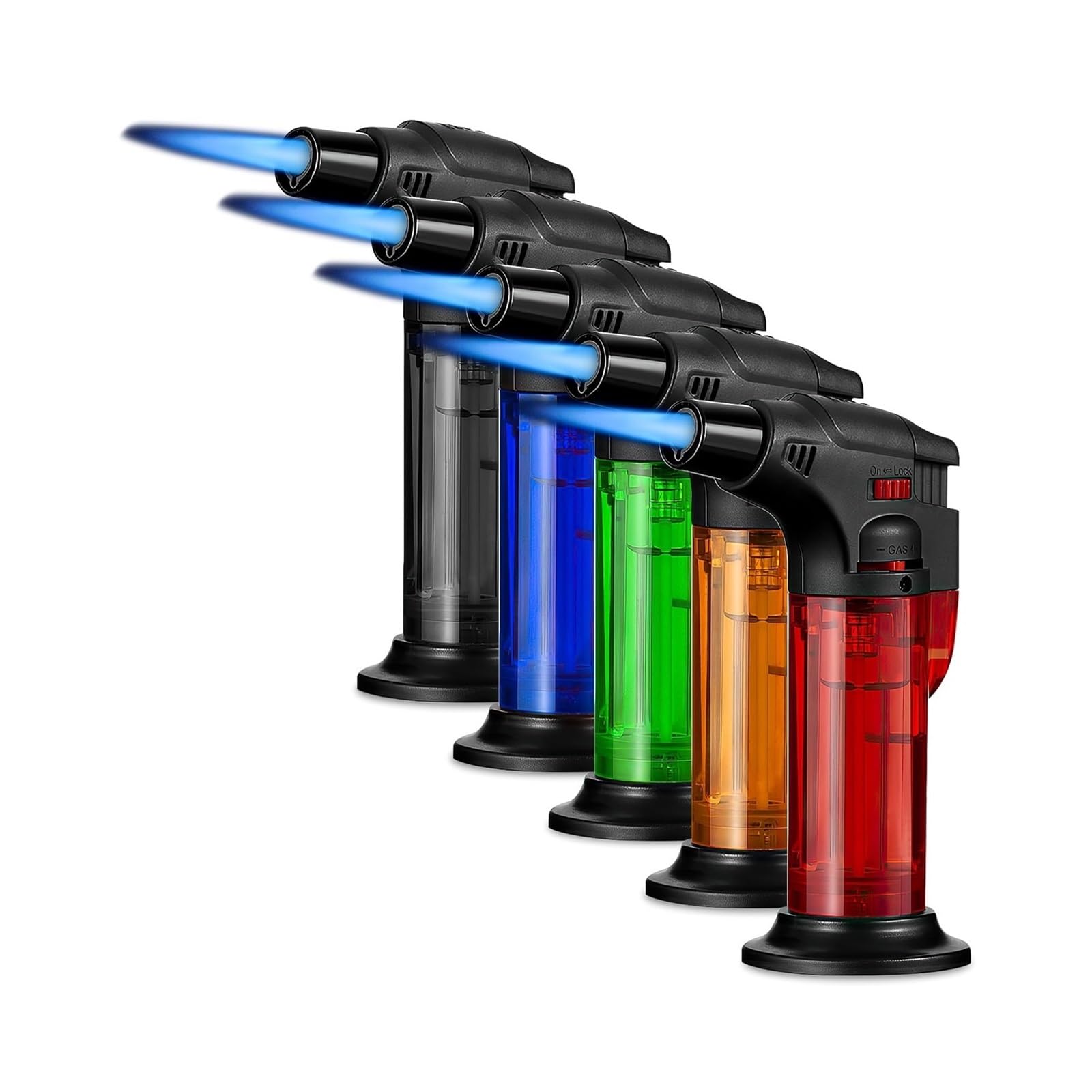 Accendini A Torcia, Accendini A Butano Ricaricabili A Getto Singolo Fiamma Per Barbecue A Candela Da Campeggio Nero E Nero - Foto 14