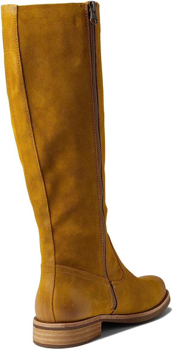 LEHOOR Women Low Flat Heel Western Boots Wide Calf Round Toe Cowboy Knee High Boots Zipper Suede Chunky Stacked Heel Burnished Cowgirl Boots Slouchy Long Riding Boot Fall Winter Comfort 4-11 M US