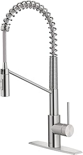 KRAUS Spot Free Oletto™ Single Handle Pull Down Commercial Kitchen Faucet in All-Brite™ Stainless Steel Finish