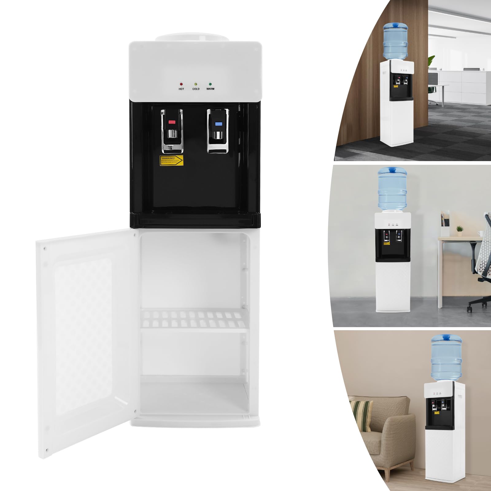 Top Loading Hot and Cold Water Dispenser, Water Cooler Dispenser for 5 Gallon Bottles, Includes Storage Room for Cups and Mugs, Ideal Hot Cold & Cool Water Dispenser for Home and Office