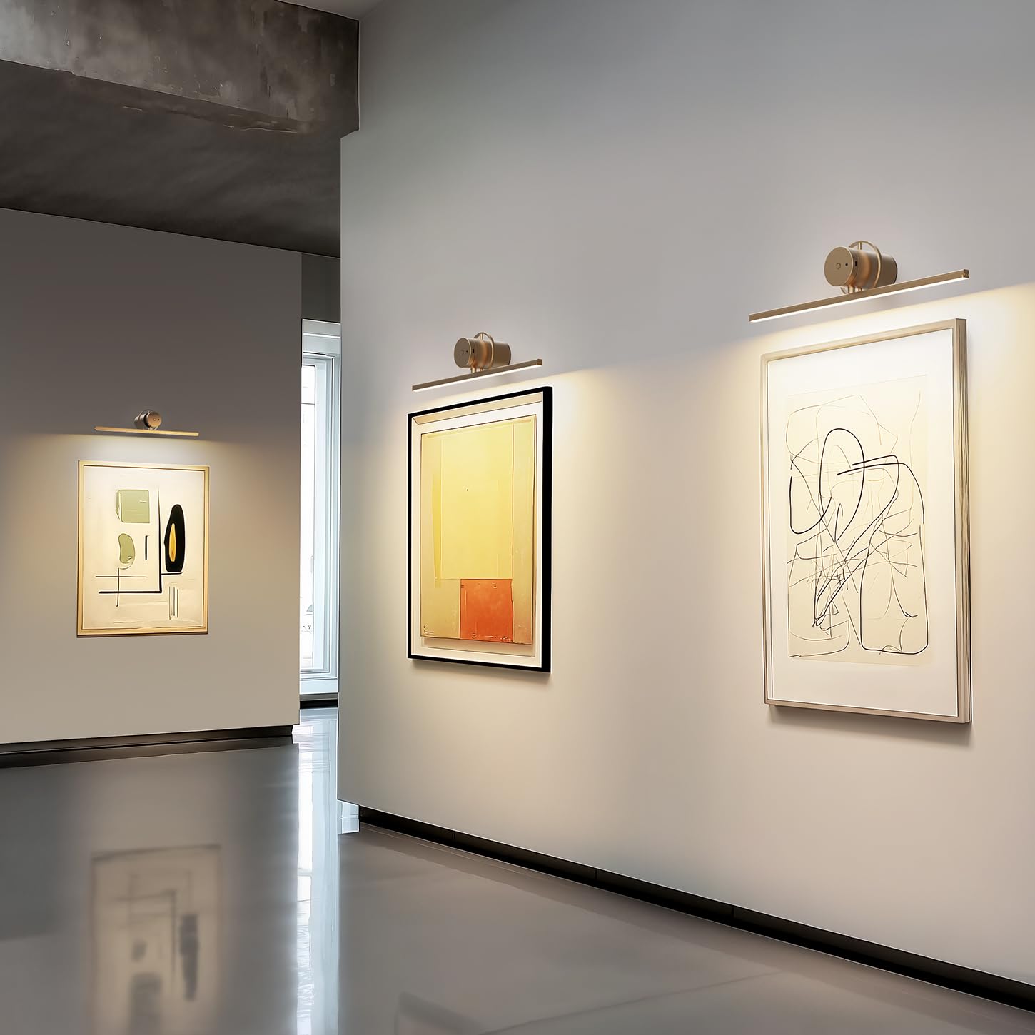 VShape 21.6'' Battery Operated Wireless Picture Light, Rechargeable Art Light for Paintings, Adjustable Brightness & Timer Metal Display Light for Wall, Artwork, Gallery, Frames, Portraits (1-Pack)