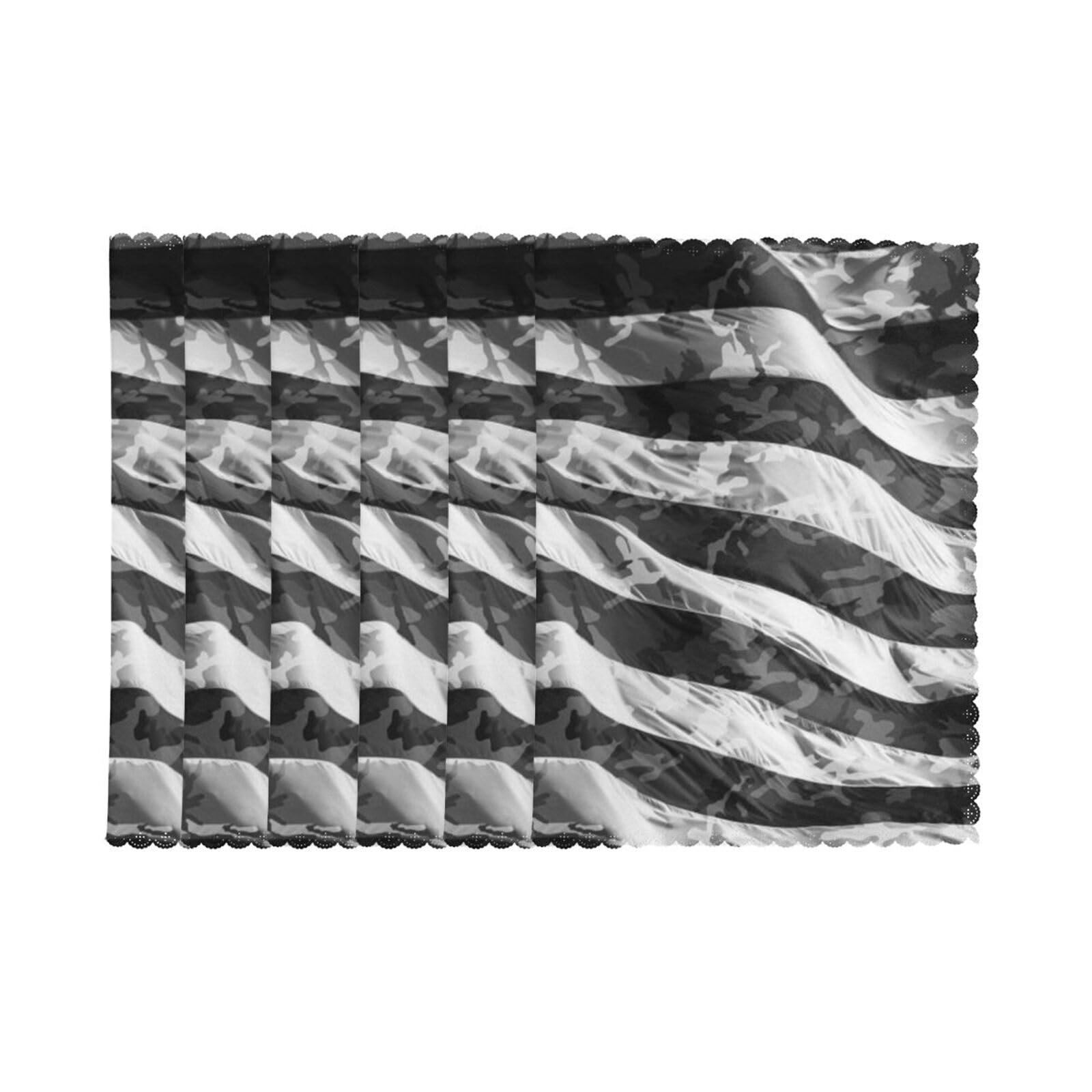 6 PCS Heat Resistant Placemat 45x30 CM, Camo American Flag Printed Non-Slip Place Mats for Kitchen Dining Table Indoor Outdoor