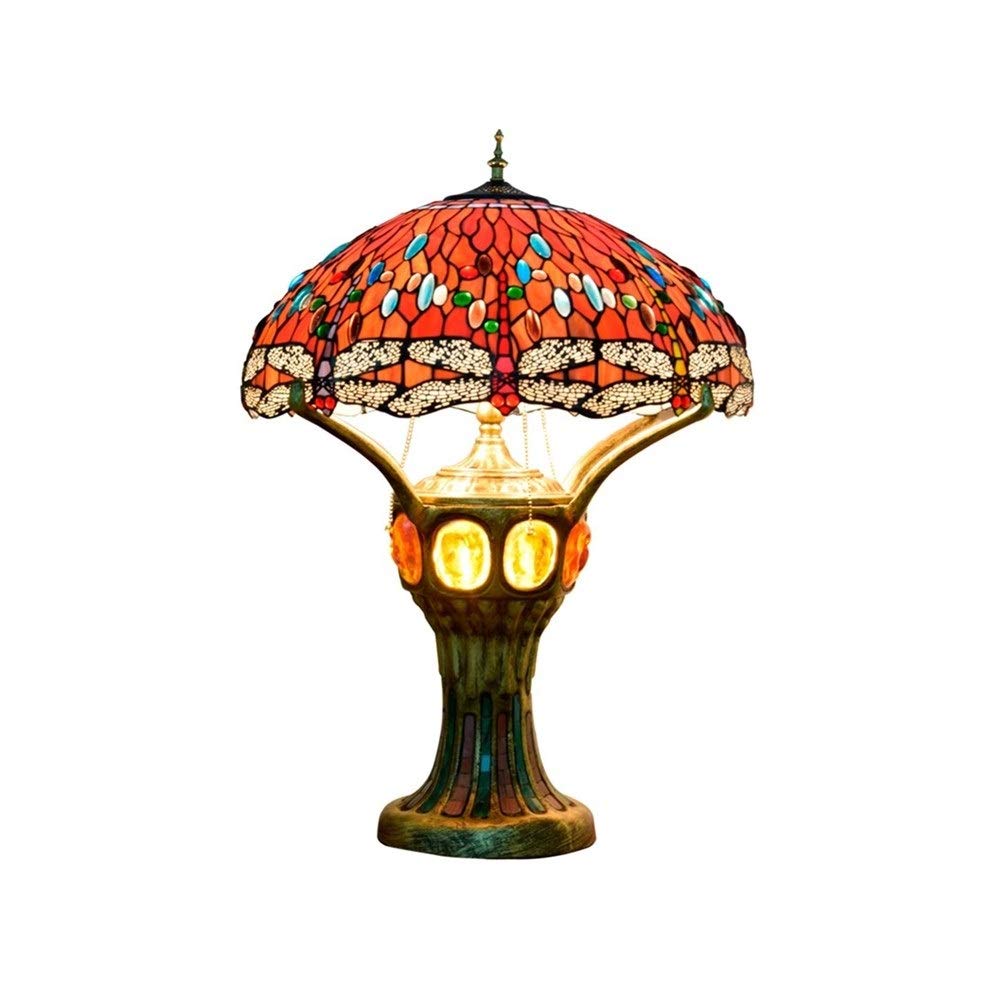 Aioneer Tiffany Retro Red Creative Dragonfly Stained Glass Living Room Exhibition Hall Hotel Retro Classic Villa Terrace Lamps
