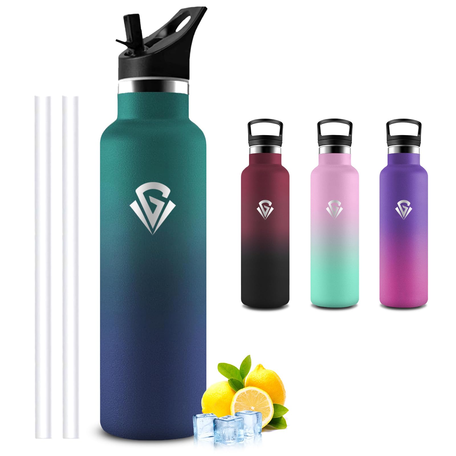Thermal Water Bottle - 1 Litre - Thermal Bottle BPA-Free - with Filter and Straw - Thermal Bottles - Keeps Hot for 12 Hours/Cold 24 Hours, Water Bottles for Hiking, Cycling, Gym