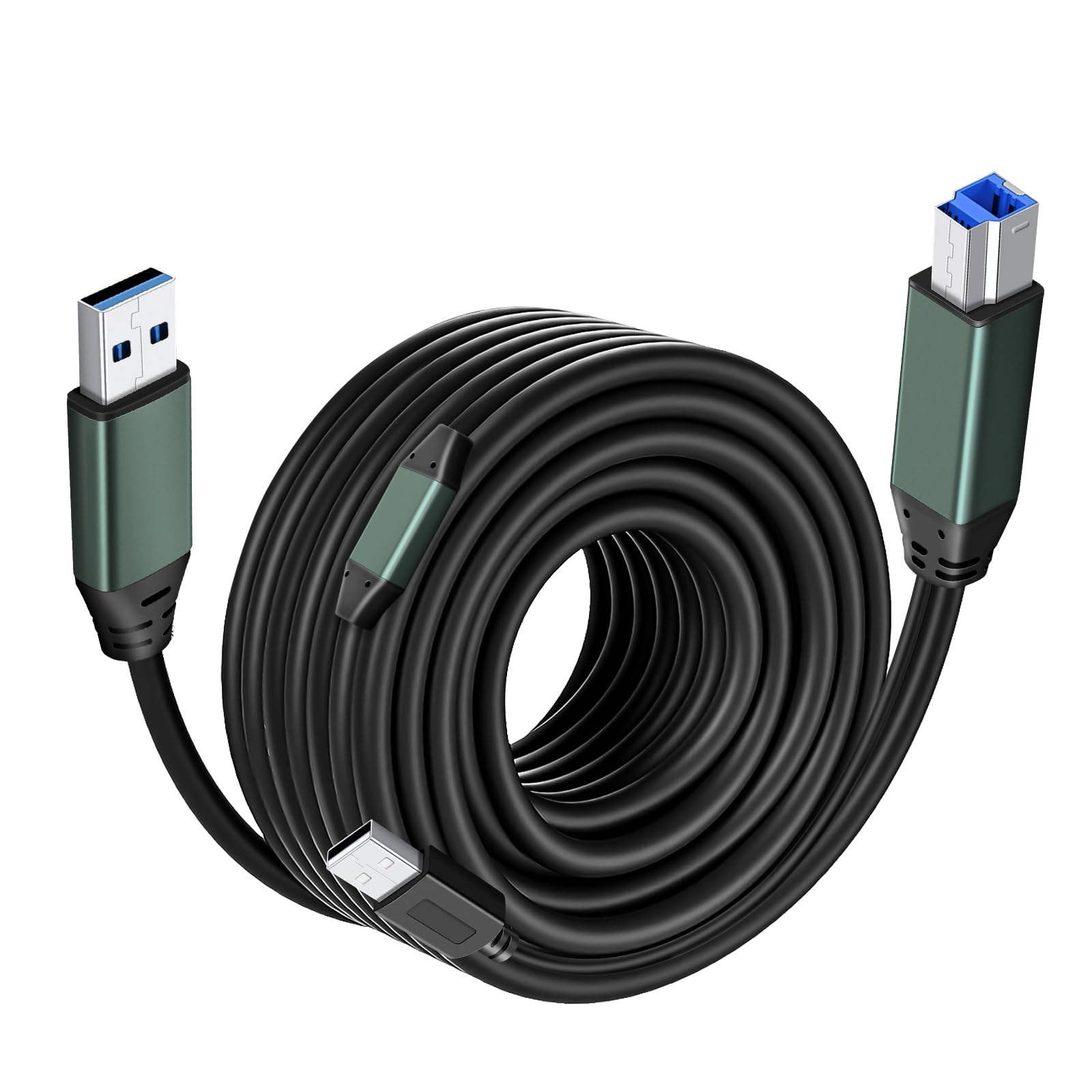 Kumiho Cavo USB 3.0 per stampante, da maschio A a maschio B (15 m), compatibile con scanner, stampanti, dischi rigidi esterni desktop e altro ancora