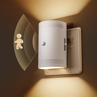 LOHAS-LED Night Light, Motion Sensor Night Light Plug in Wall | Motion Activated Plug in Nightlight, 0-100LM Dimmable, 3000K Warm White, for Hallway, Toddler, BedroomWhite Shade