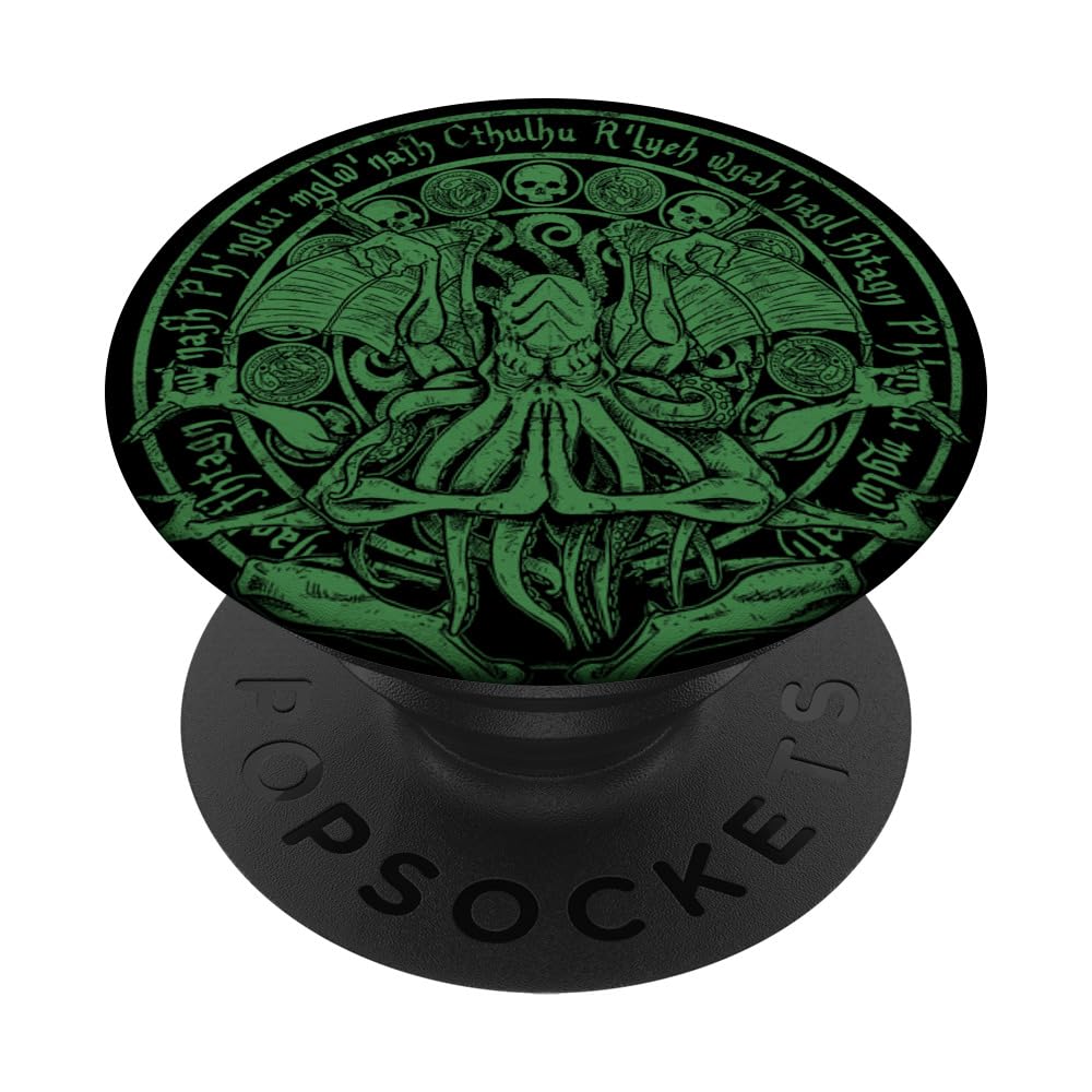 The Idol Occult Multi-Armed Cthulhu Dark God Green Version PopSockets Adhesive PopGrip