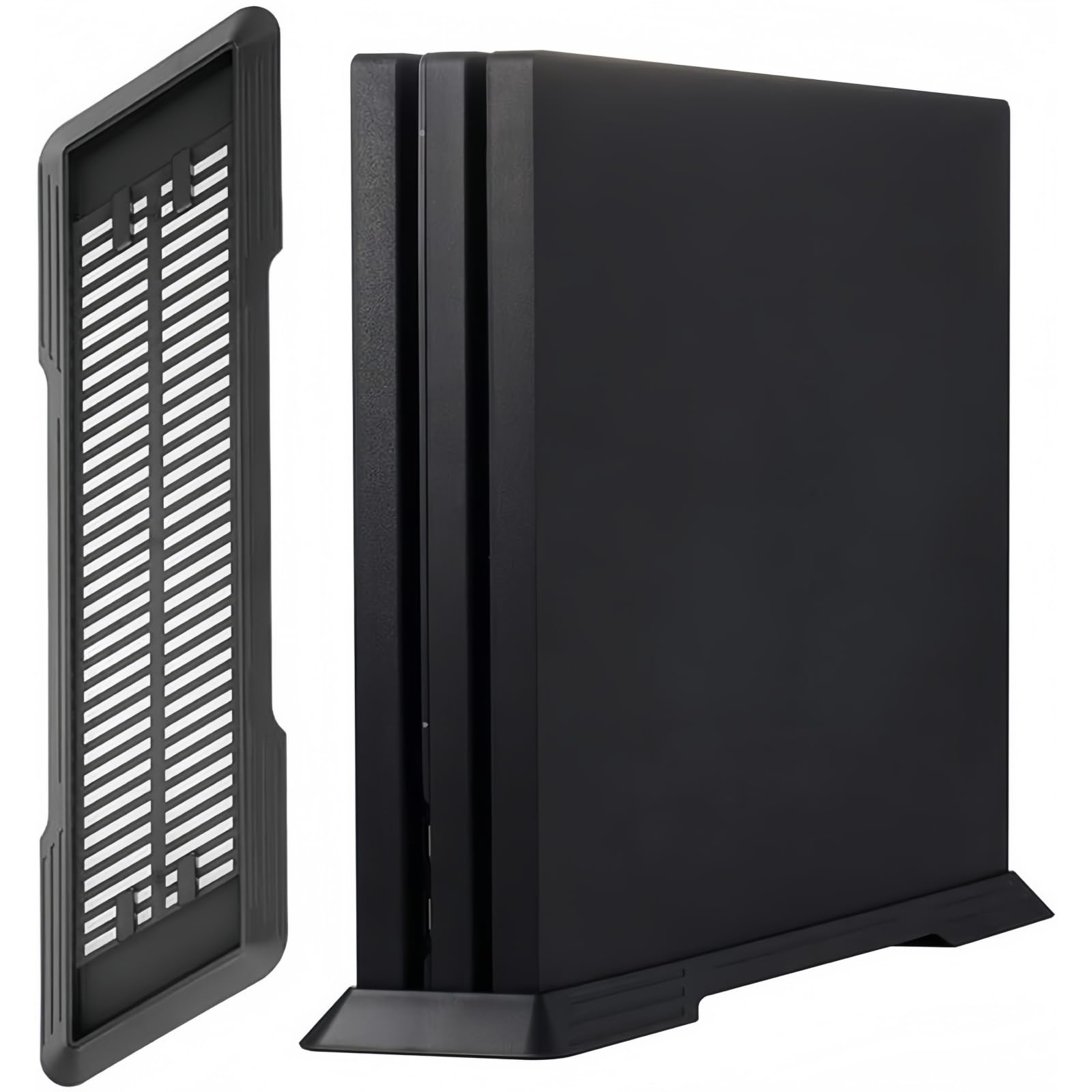 Vertical Stand for PS4 Pro with Cooling Vents, Black, Anti-Slip Feet, 330x76x10mm