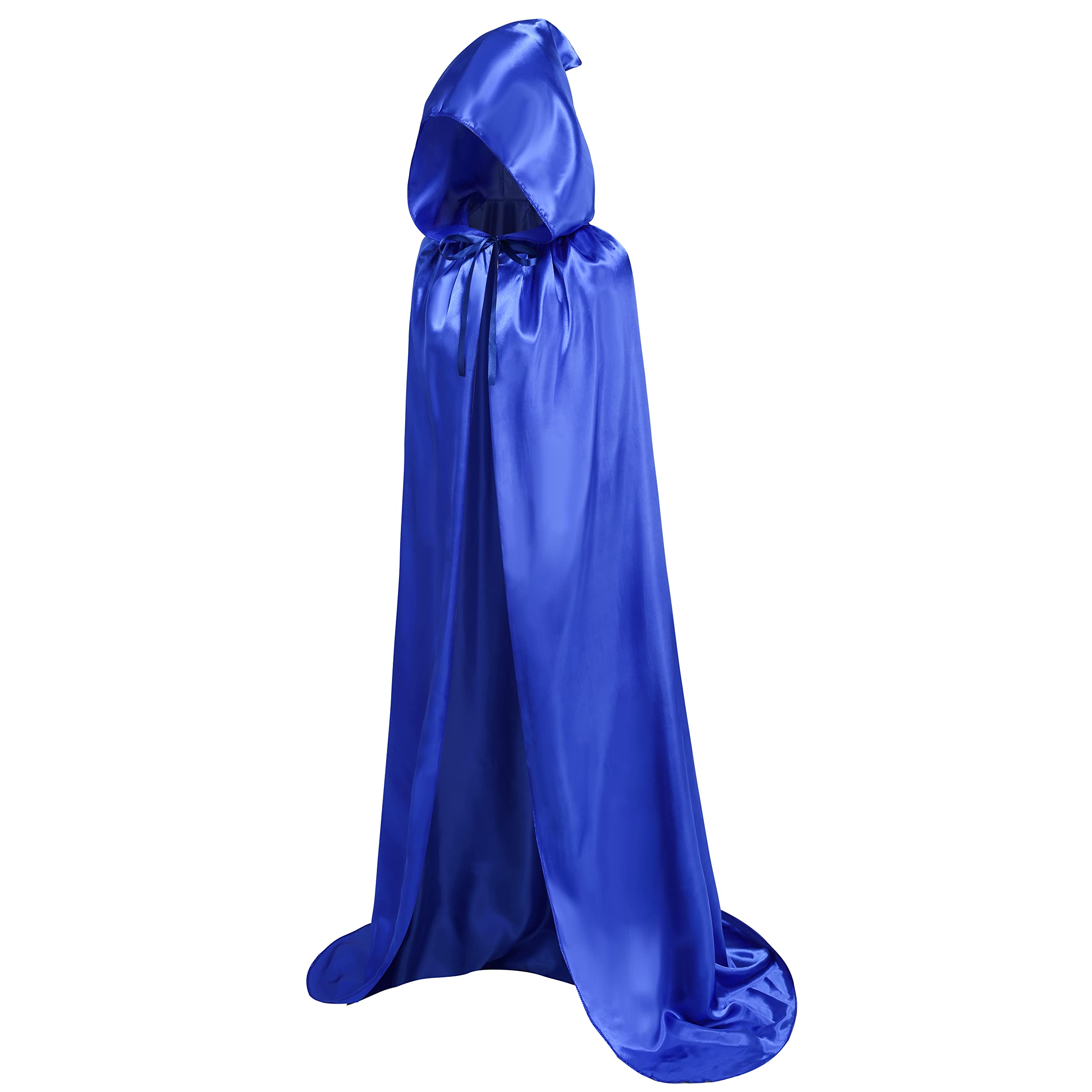 DELIVESS Unisex Adult Hooded Solid color Cape Full Length Halloween Christmas Costume Party Cloak(67", Blue)