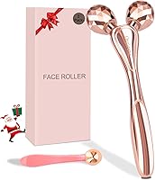 ORCLEENA 3D Rose Gold Face Roller & Gua Sha Set - Metal Facial Massager for Sculpting, Puffiness Reduction, Anti-Wrinkle Eye Care