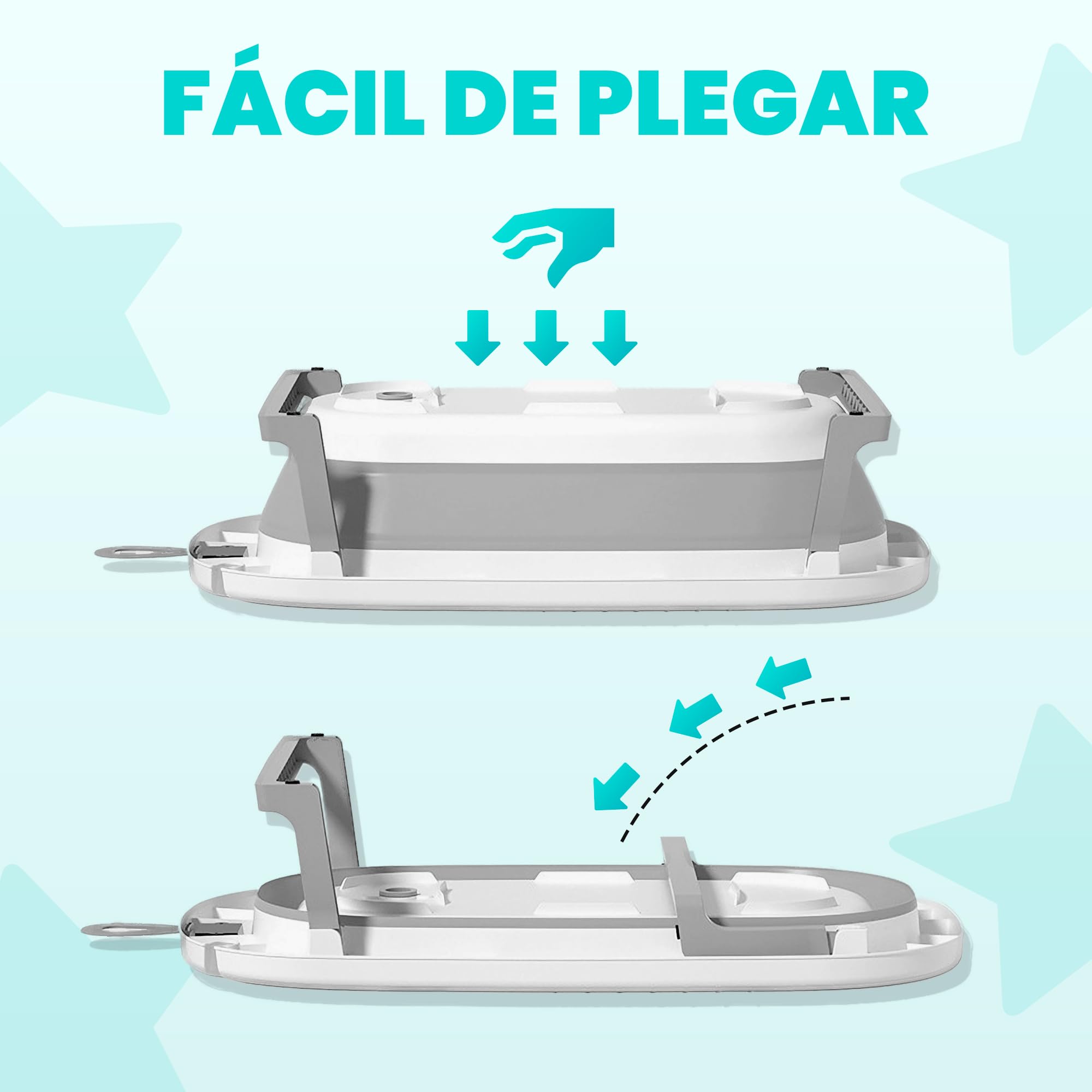 JUPPLIES Bañera Bebé Plegable con Cojín Ergonómico, Termómetro Digital y Patas Antideslizantes | Portátil, Compacta y Segura para Recién Nacido (Gris SIN estructura metálica) — view 4