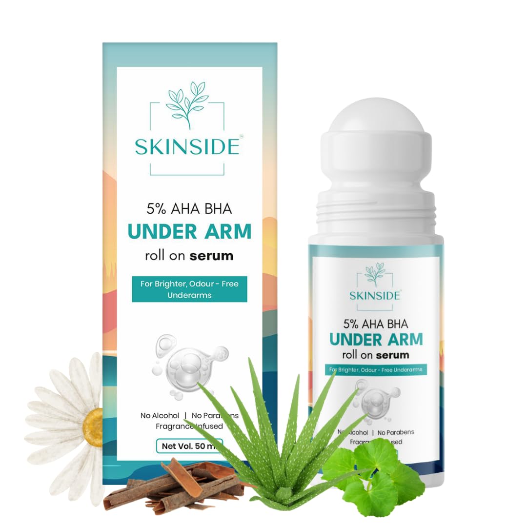 SkinSide 5% AHA-BHA Under Arm Roll On for Dark Underarms | Brightening & Odour Control | Niacinamide + 2.5% Lactic Acid + 2.5% Glycolic Acid | Gentle Exfoliation & Hydration | Alcohol-Free | 50 ml-image-10