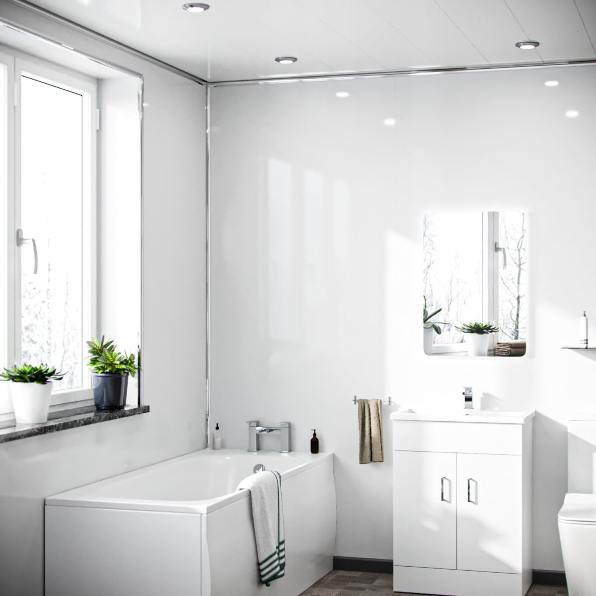Nes Home Panel PVC Gloss White Cladding Wall 1000mm X 2400mm X 10mm