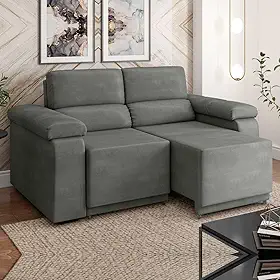 Sofá Retrátil Desmontável Suede 2 Lugares Fox (CINZA)