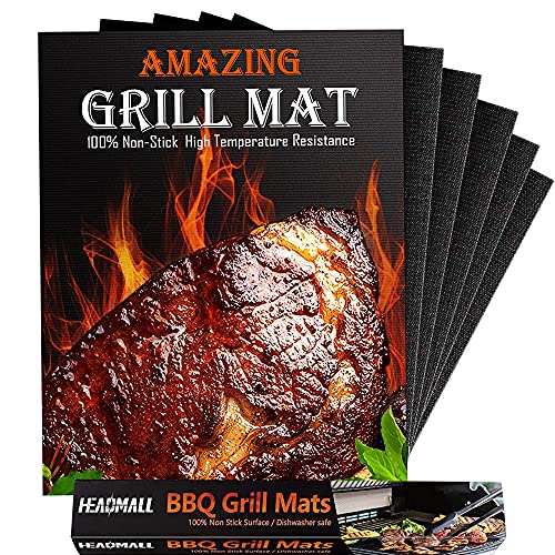 Grill Mat 6 Pcs, 100% Non-Stick Headmall Bbq Mats, Easy To Clean, For Barbecue Grilling & Baking, Electric Grill Gas Charcoal Bbq - 15.75 X 13 Inch #TOP21