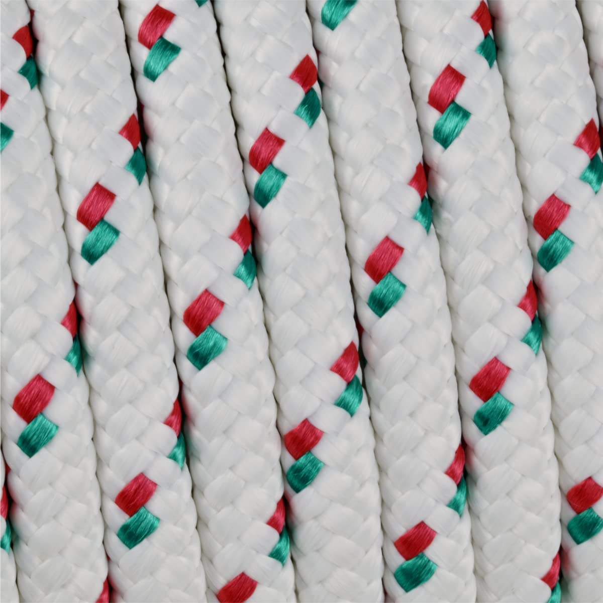 Corderie Italiane 002048015 Treccia ecopol, 10 mm - 200 mt, corda multiuso, stabilizzata ai raggi U.V., resiste a intemperie, bianca con spia rosso-verde, rottura 560 kg