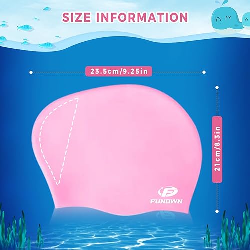 Miniatura 2 de Gorros de natación de silicona de cabello largo, aptos para cabello largo y corto rizado, silicona sólida, impermeable y fácil de poner y quitar,