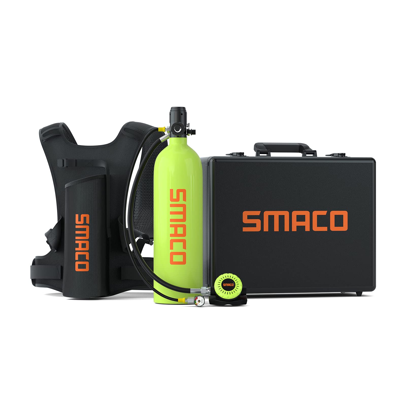 SMACOMini Scuba Tank 2L Portable Mini Scuba Diving Tank Reusable Pony Bottle with 25-30 Minutes Backup Diving Air Tank Kit Diving Oxygen Cylinder for Underwater Exploration Rescue S700PLUS