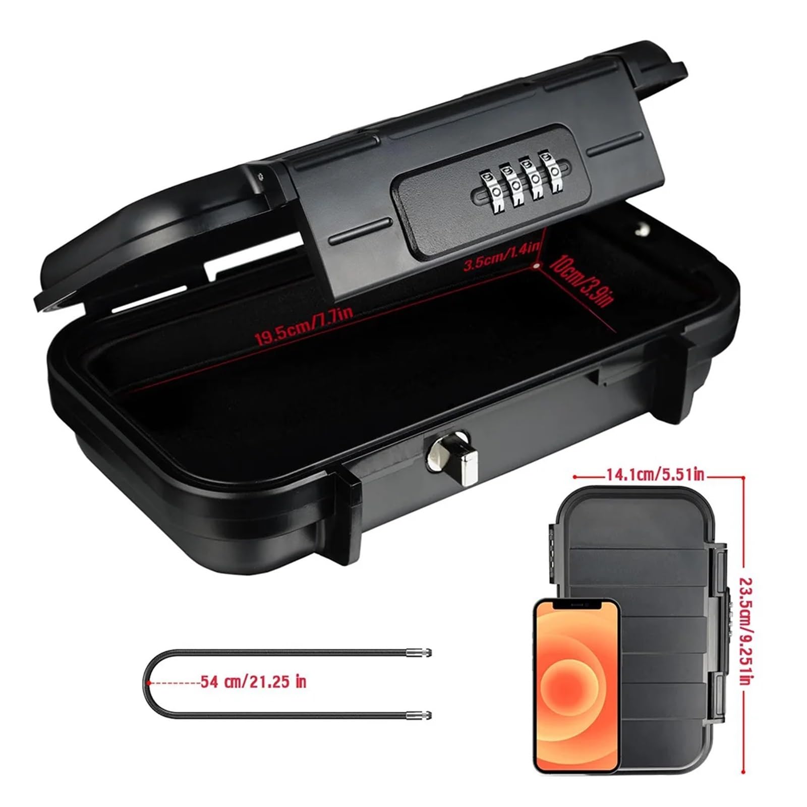 Securi Caja Fuerte - Cassaforte portatile da viaggio, impermeabile, con serratura a chiave e maniglia rimovibile, ideale per oggetti di valore e documenti (trasparente)