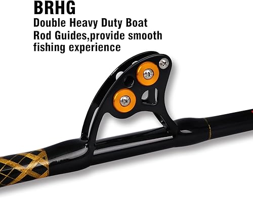 Miniatura 3 de Fiblink Caña de pescar doblada a tope de 2 piezas para agua salada, caña de arrastrar en alta mar, caña de pescar para barco convencional