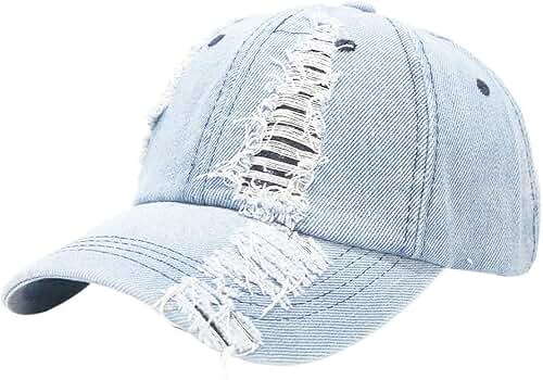 Kangqifen Distressed Ripped Denim Baseball Cap Casual Hats Visor