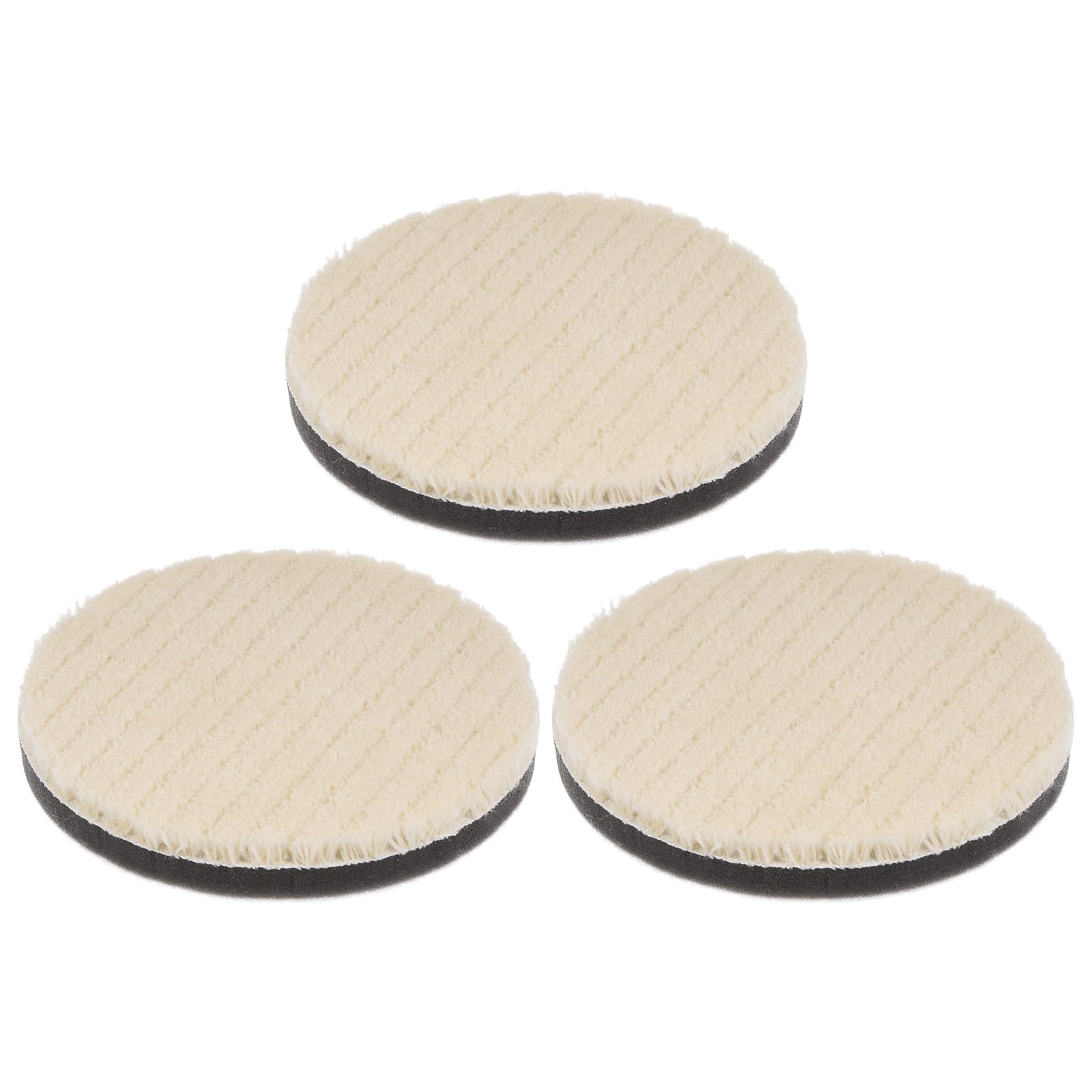 HARFINGTON 3pcs Wool Polishing Pads, 5 inch Felt Sponge Car Wax Pad Hook and Loop Buffing Wheel Coarse Polishing Pad for Orbital Polisher Buffer