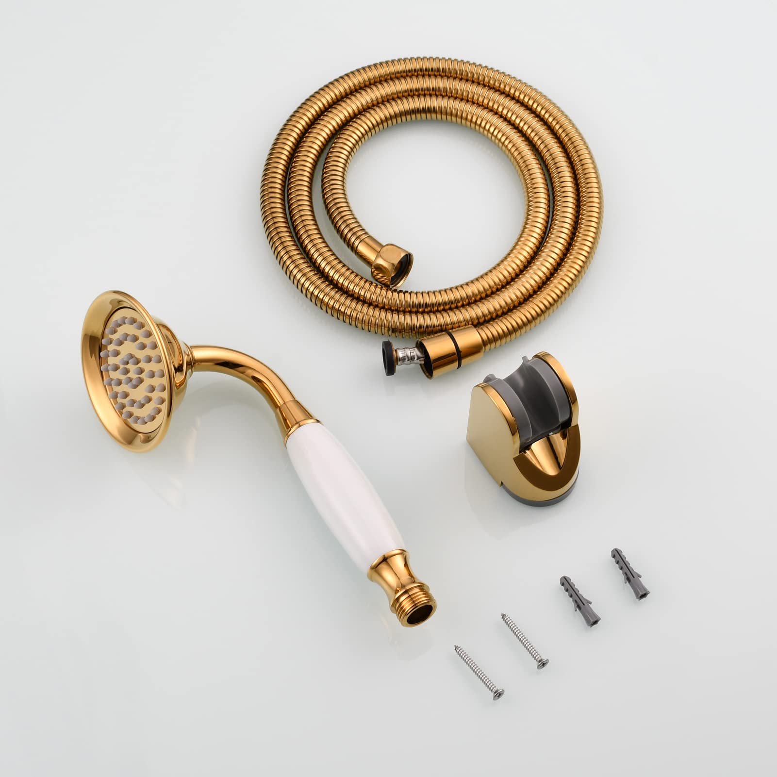CIENCIA Set Telefoni Doccia in Ottone Soffione Doccia Oro Doccia a Mano Alta Pressione Soffione per Doccia con Tubo, BS126F