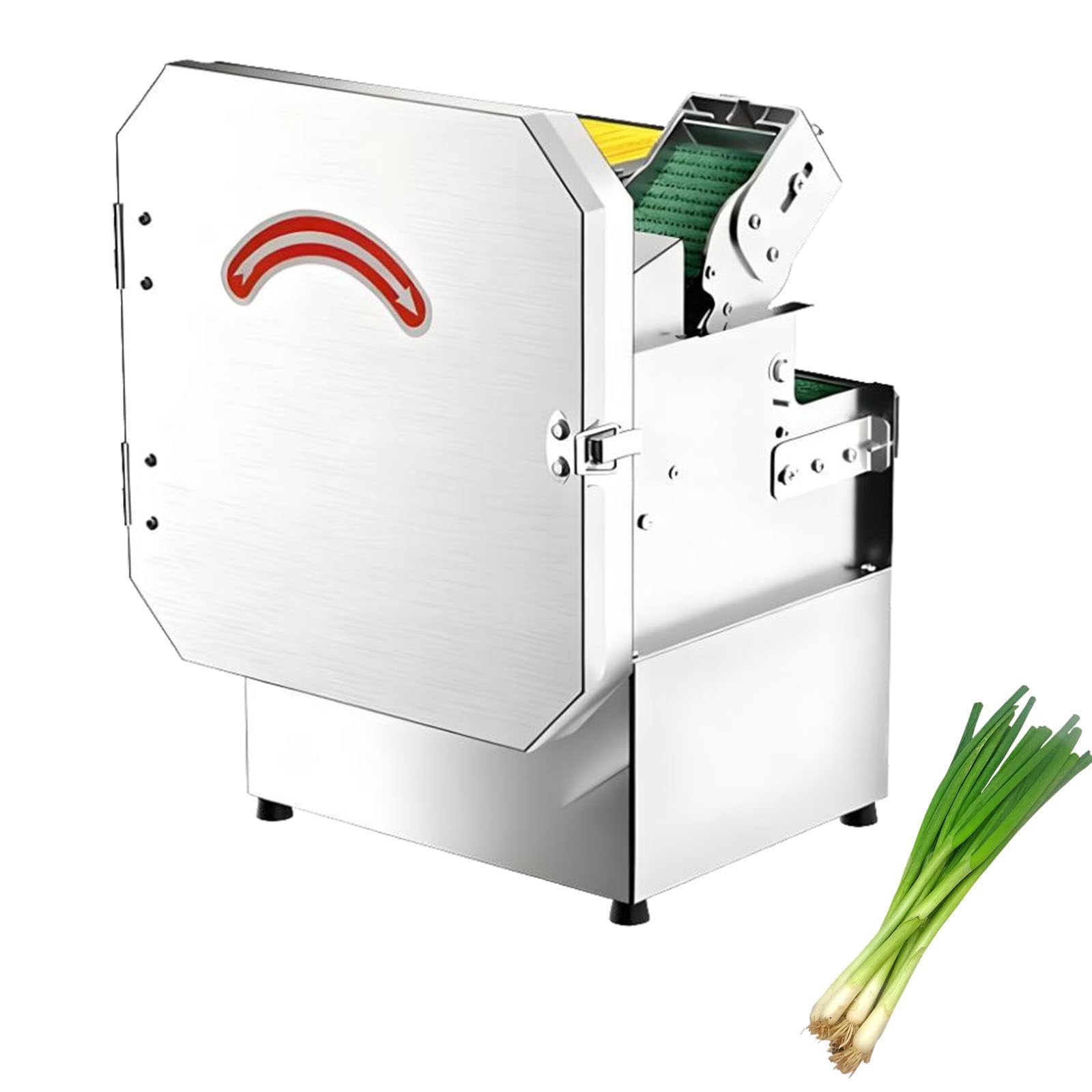 Cortador eléctrico de cebolletas comercial 300 kg/h con cinta para verduras